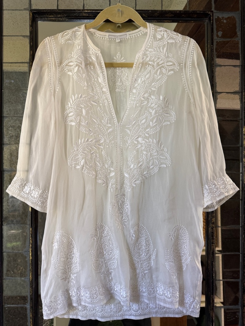 Embroidered Sheer White Coverup